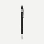 Push-action aluminum pen with rubber grip and stylus SKU 4207