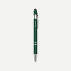 Push-action aluminum pen with rubber grip and stylus SKU 4207