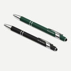 Push-action aluminum pen with rubber grip and stylus SKU 4207
