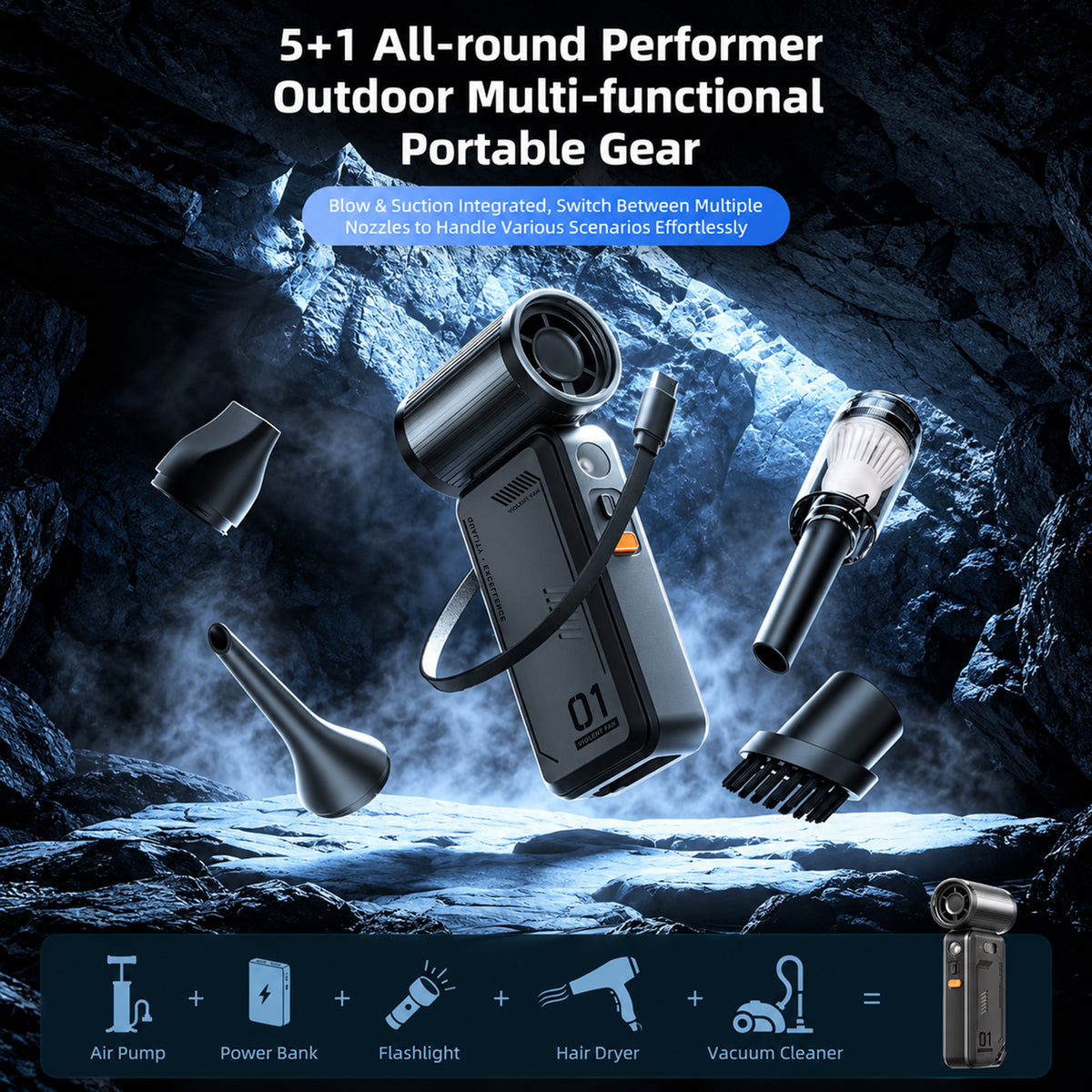 พัดลมมัลติฟังก์ชัน 5-in-1 M8 (5406)